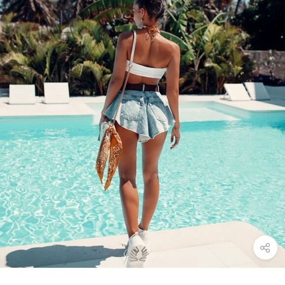 Vibrant MIU high waist flare jean shorts, M - Picture 3 of 9